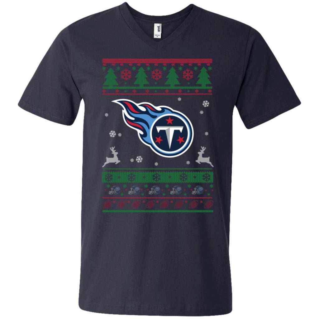 Tennessee Titans Logo Football Teams Ugly Christmas Sweater Men V-Neck T-Shirt