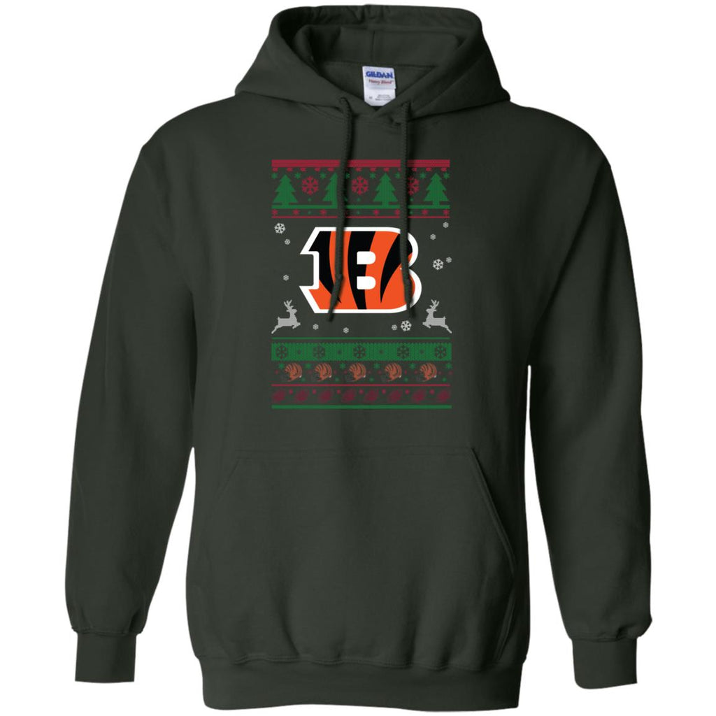 Cincinnati Bengals Logo Football Teams Ugly Christmas Sweater Men Pullover Hoodie