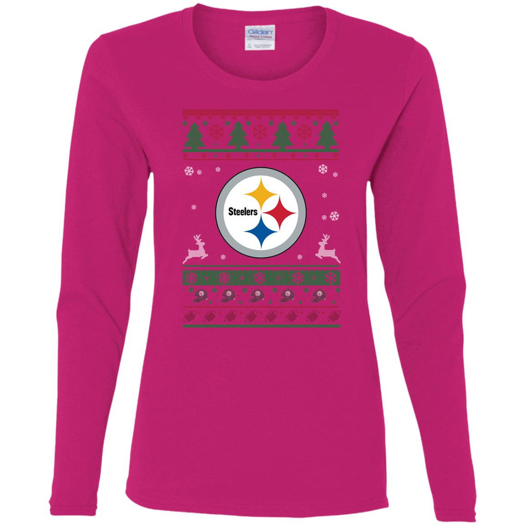 Pittsburgh Steelers Logo Football Teams Ugly Christmas Sweater Women Long Sleeve Shirt