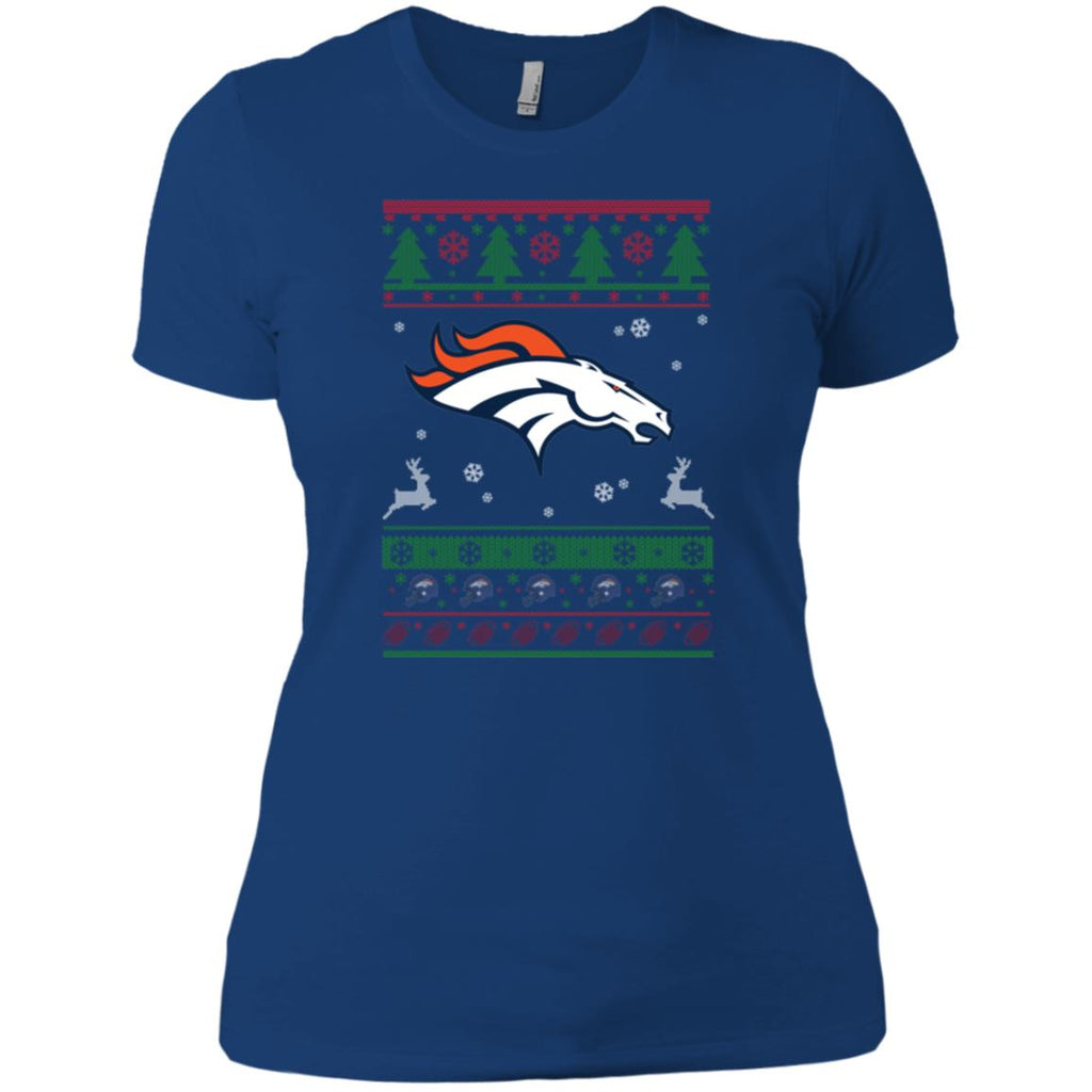 Denver Broncos Logo Football Teams Ugly Christmas Sweater Women T-Shirt