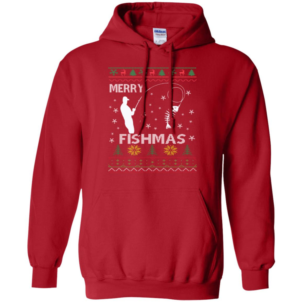 Merry Fishmas Ugly Christmas Men Pullover Hoodie