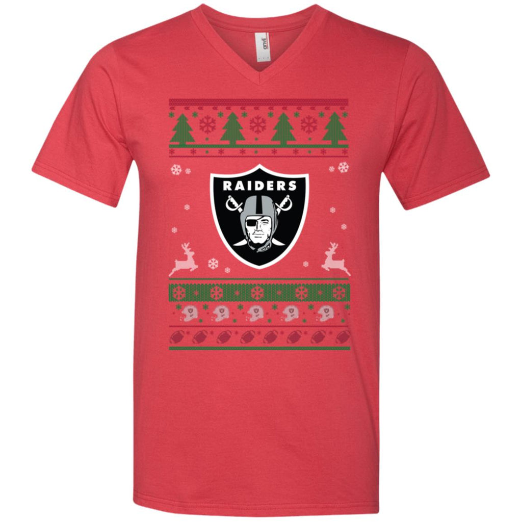 Oakland Raiders Logo Football Teams Ugly Christmas Sweater Men V-Neck T-Shirt