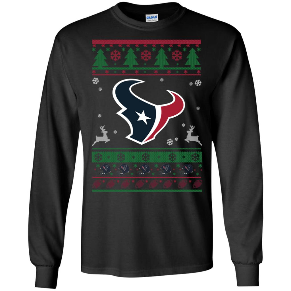 Houston Texans Logo Football Teams Ugly Christmas Sweater Men Long SLeeve Shirt