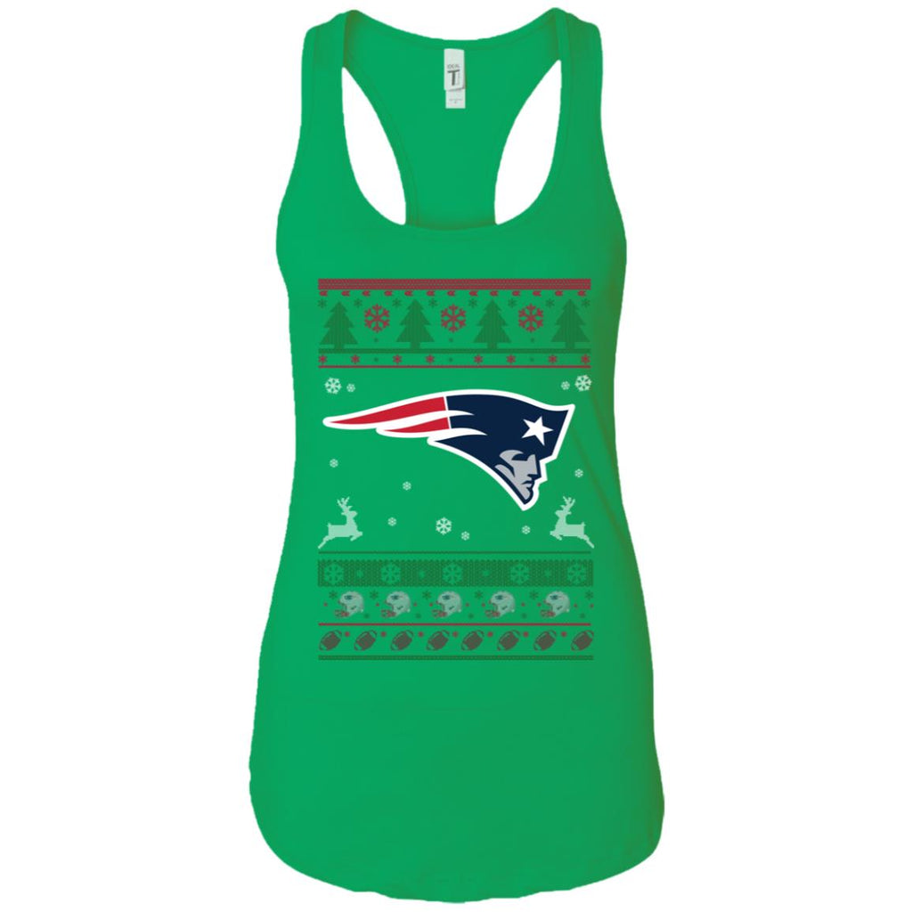 New England Patriots Logo Football Teams Ugly Christmas Sweater Women Tank