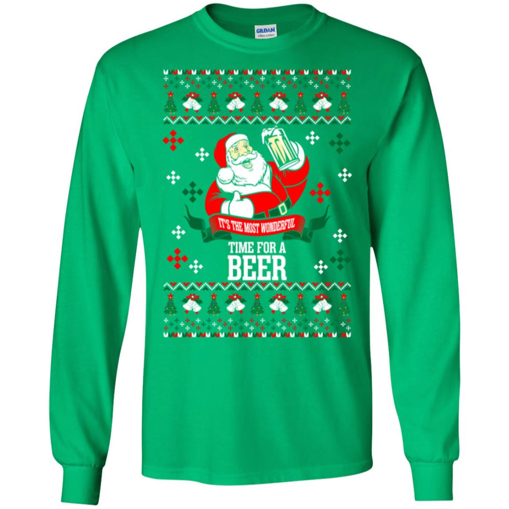 It's The Most Wonderful Time For A Beer Ugly Christmas Men Long SLeeve Shirt