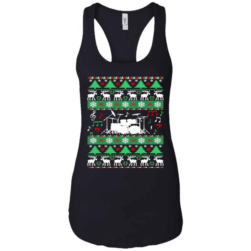 Drums Drummer Ugly Christmas Women Tank