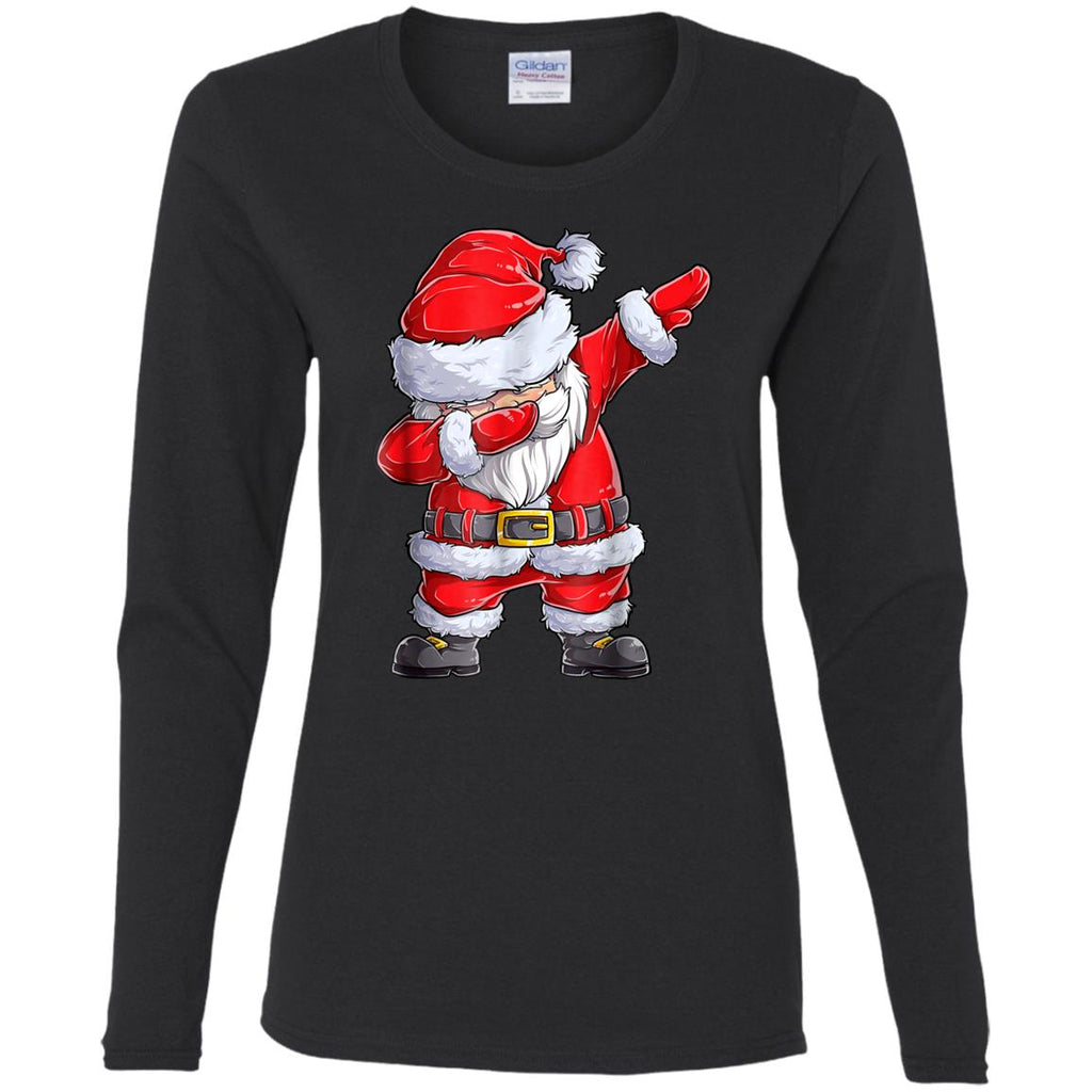 Dabbing Santa Shirt Christmas Boys Kids Men Xmas Gifts Tees Women Long Sleeve Shirt