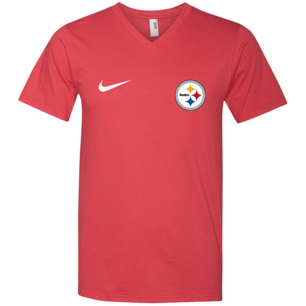 Nike Pittsburgh Steelers Logo Nfl Football Men V-Neck T-Shirt