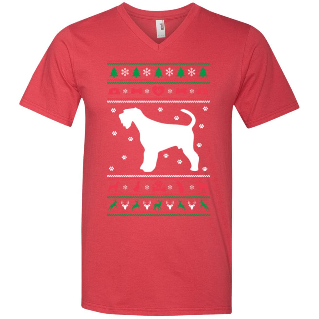 Christmas Airedale Dog Men V-Neck T-Shirt