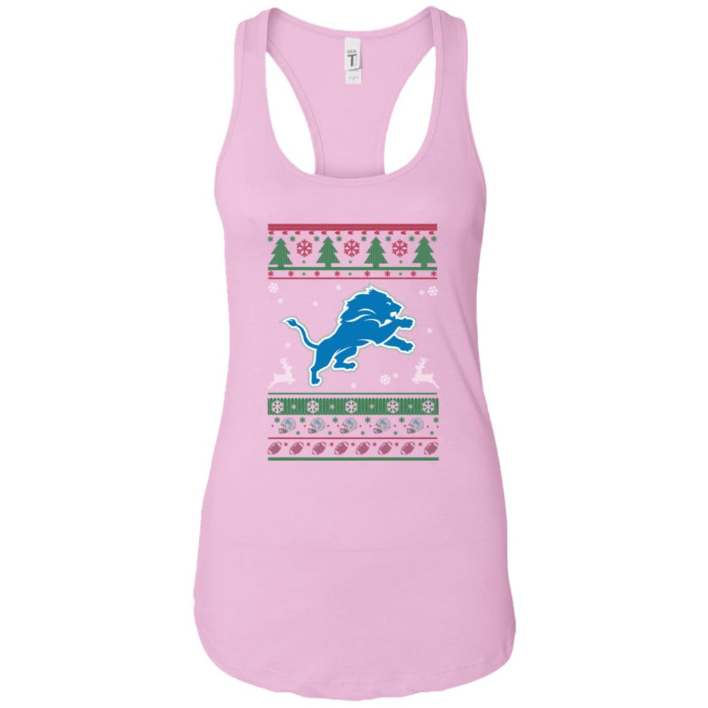 Detroit Lions Logo Football Teams Ugly Christmas Sweater Women Tank