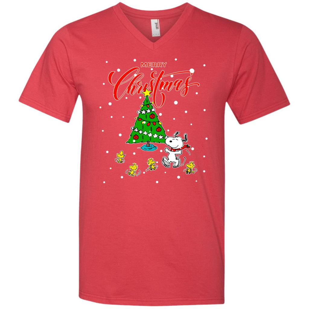 Peanuts-snoopy Christmas Tree Men V-Neck T-Shirt