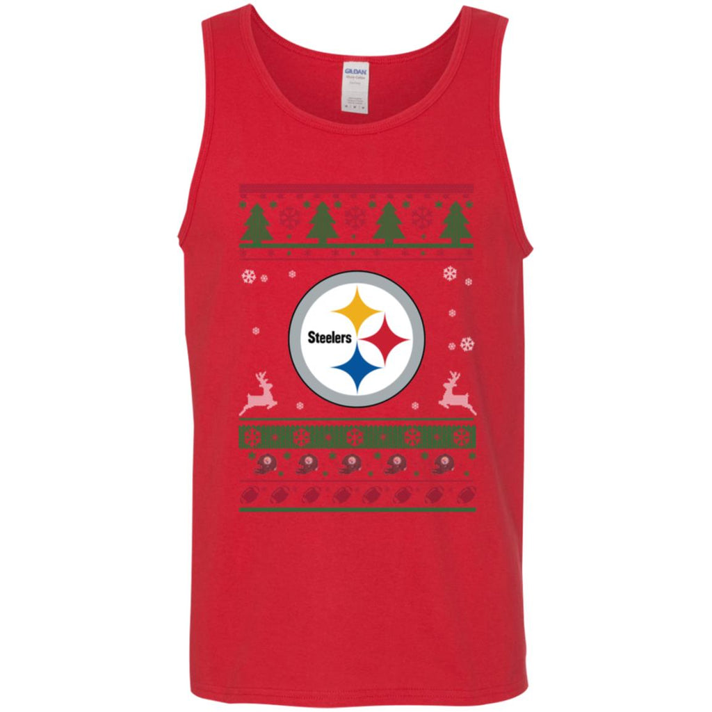 Pittsburgh Steelers Logo Football Teams Ugly Christmas Sweater Men Tank Top
