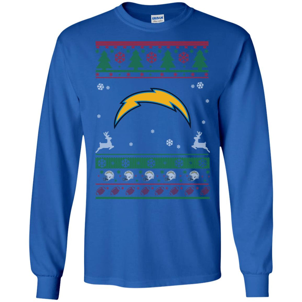 Los Angeles Chargers Logo Football Teams Ugly Christmas Sweater Men Long SLeeve Shirt