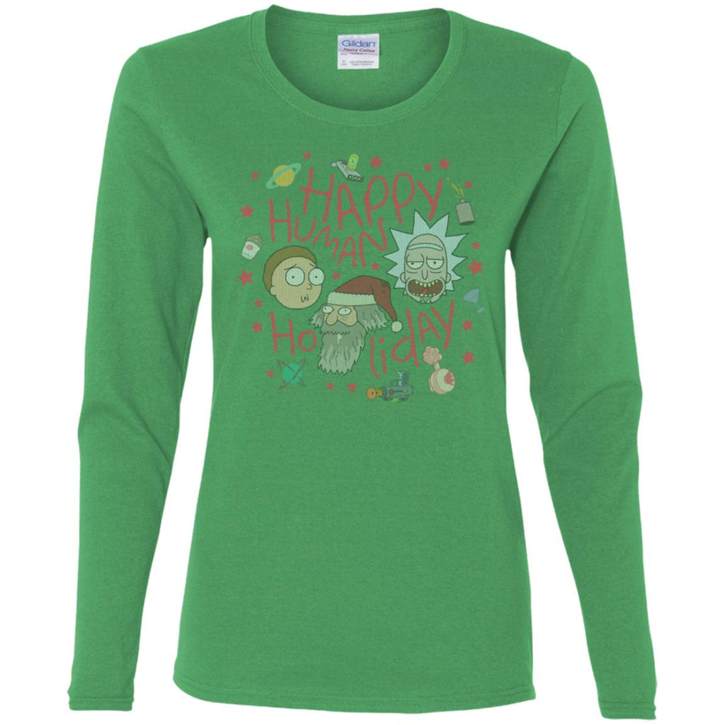 Rick And Morty Happy Human Holiday Jumper Women Long Sleeve Shirt