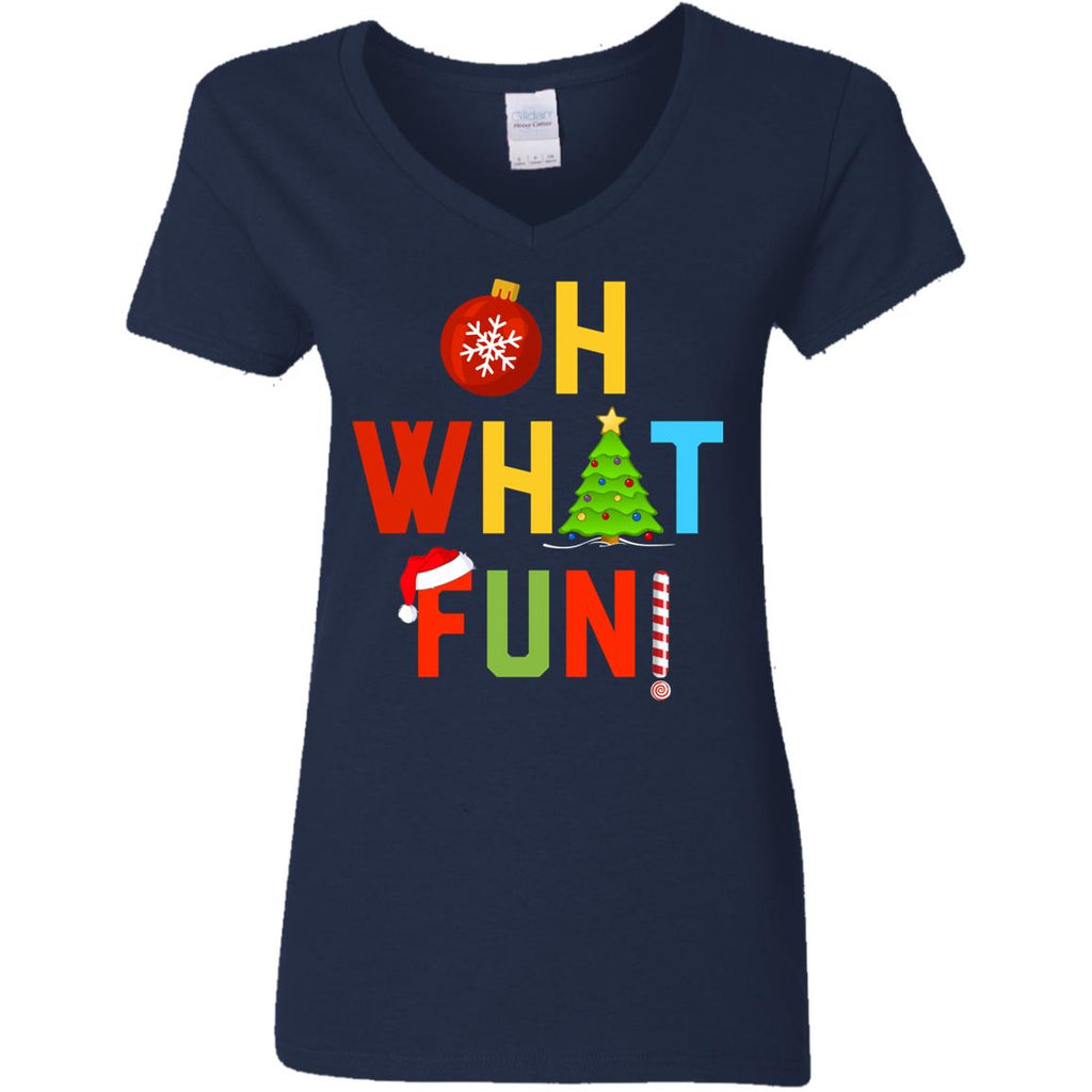 Oh What Fun Merry Christmas Women V-Neck T-Shirt
