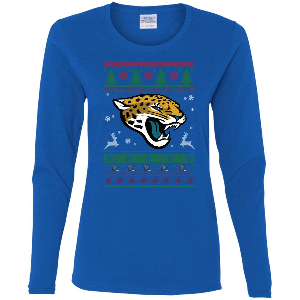 Jacksonville Jaguars Logo Football Teams Ugly Christmas Sweater Women Long Sleeve Shirt