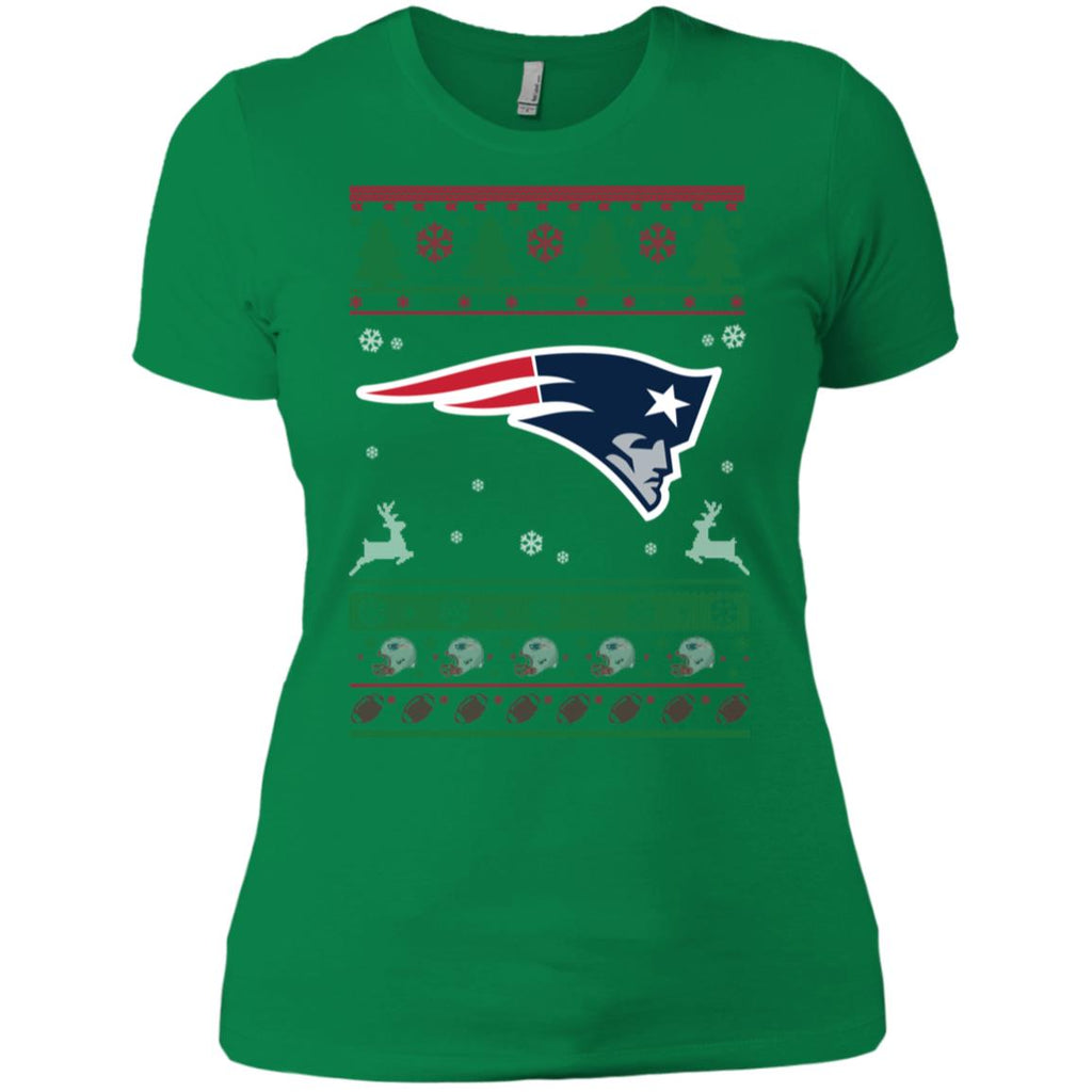 New England Patriots Logo Football Teams Ugly Christmas Sweater Women T-Shirt