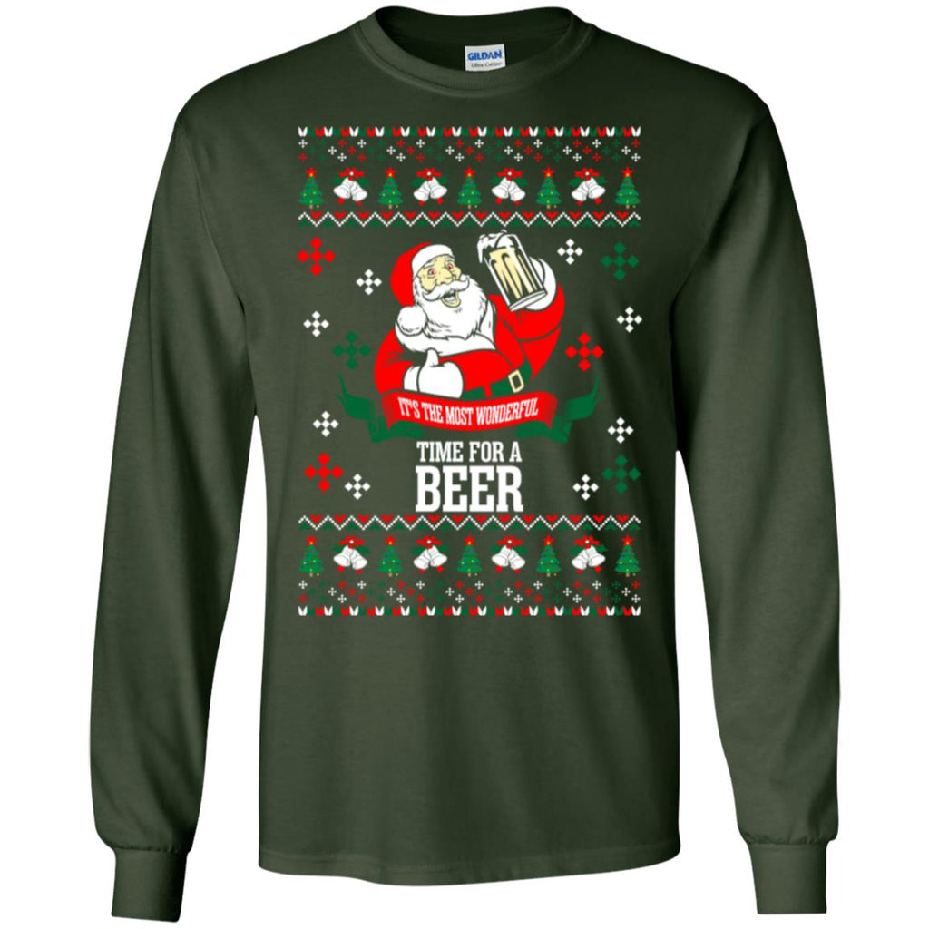It's The Most Wonderful Time For A Beer Ugly Christmas Men Long SLeeve Shirt