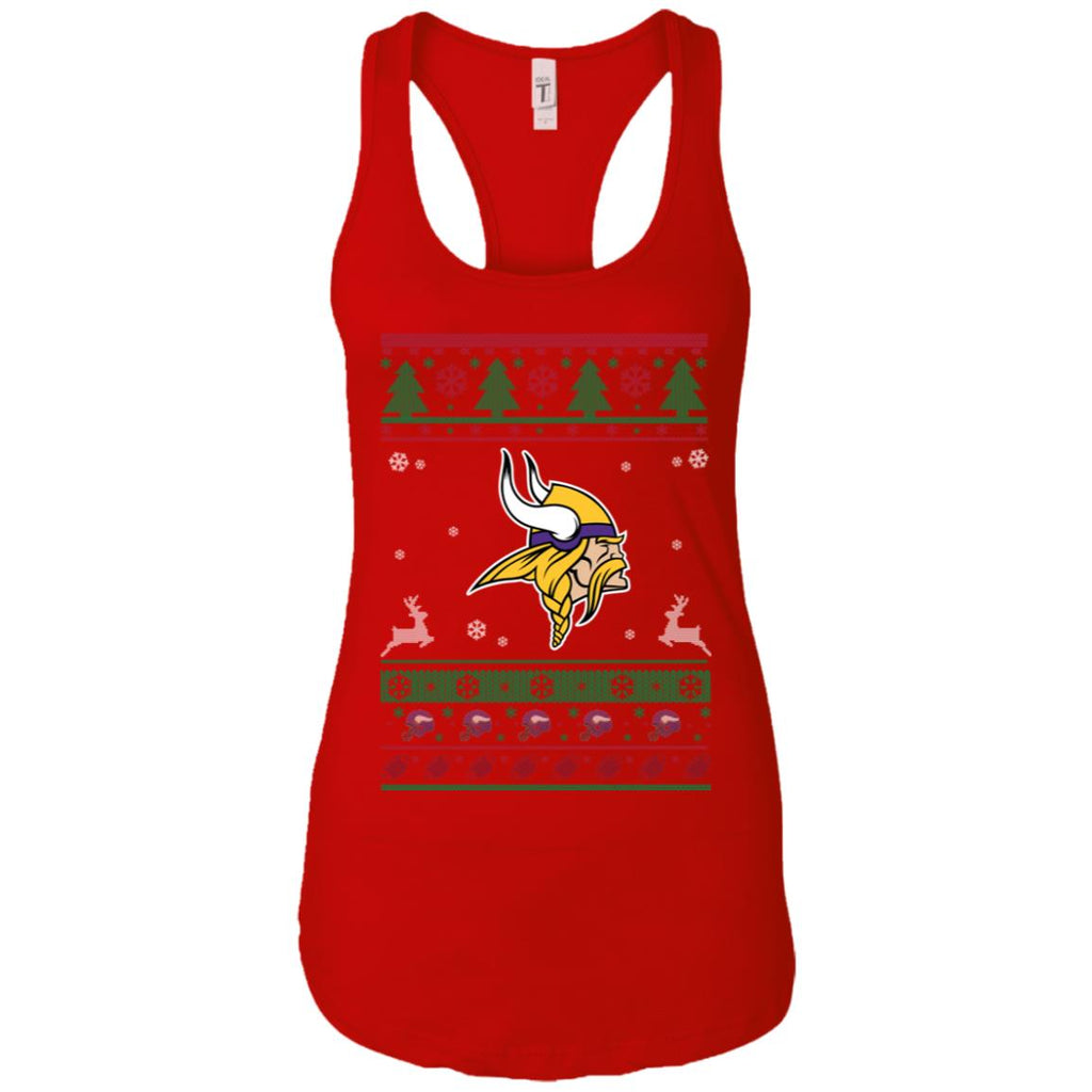 Minnesota Vikings Logo Football Teams Ugly Christmas Sweater Women Tank