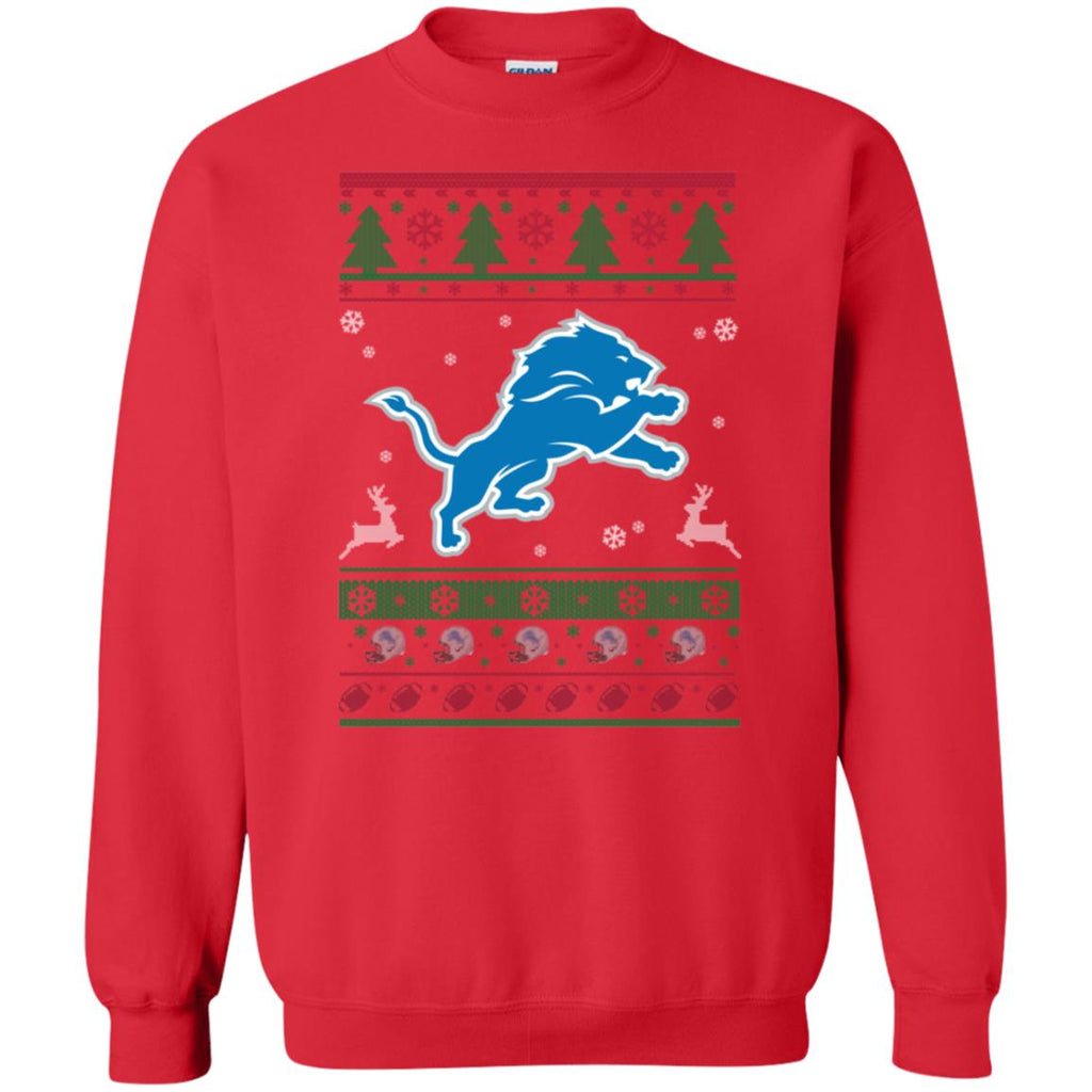 Detroit Lions Logo Football Teams Ugly Christmas Sweater Unisex Crewneck Pullover Sweatshirt
