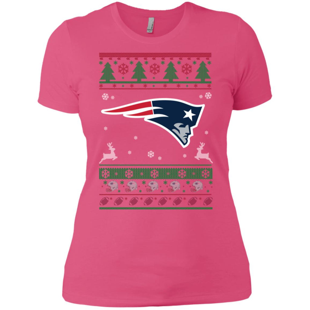 New England Patriots Logo Football Teams Ugly Christmas Sweater Women T-Shirt