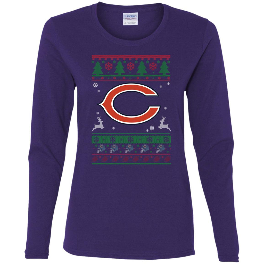 Chicago Bears Logo Football Teams Ugly Christmas Sweater Women Long Sleeve Shirt