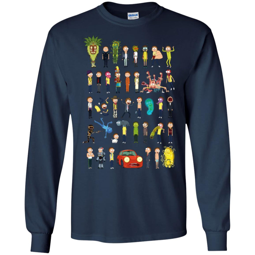 Ricky And Morty The Many Morty's Men Long SLeeve Shirt