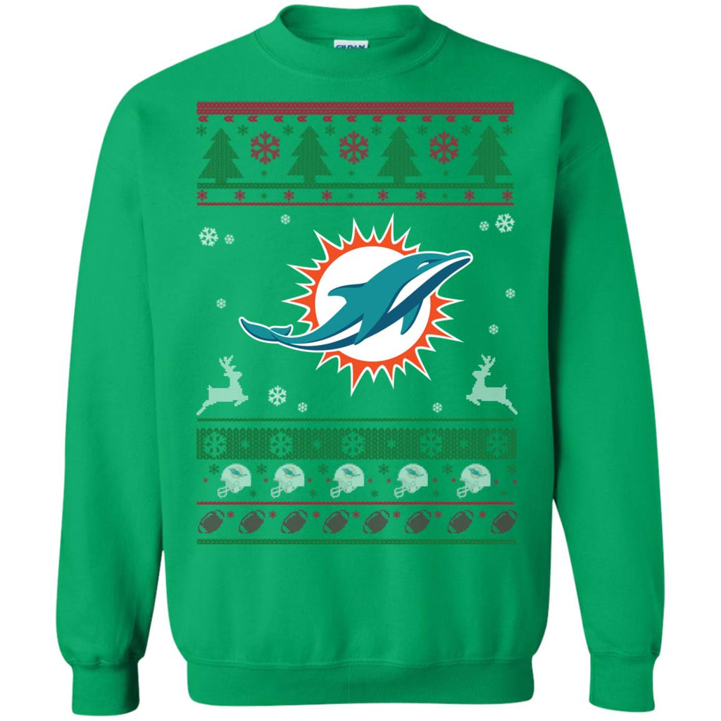 Miami Dolphins Logo Football Teams Ugly Christmas Sweater Unisex Crewneck Pullover Sweatshirt