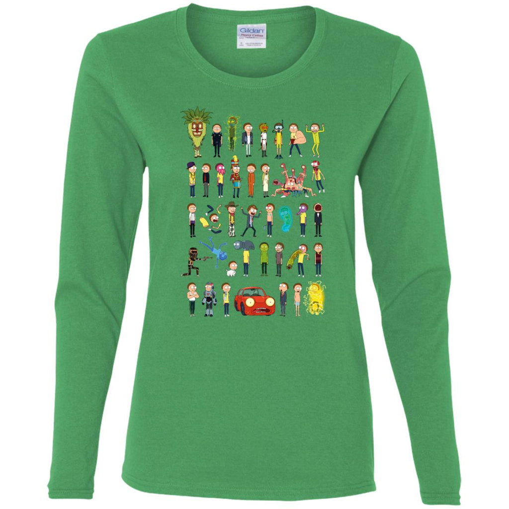 Ricky And Morty The Many Morty's Women Long Sleeve Shirt