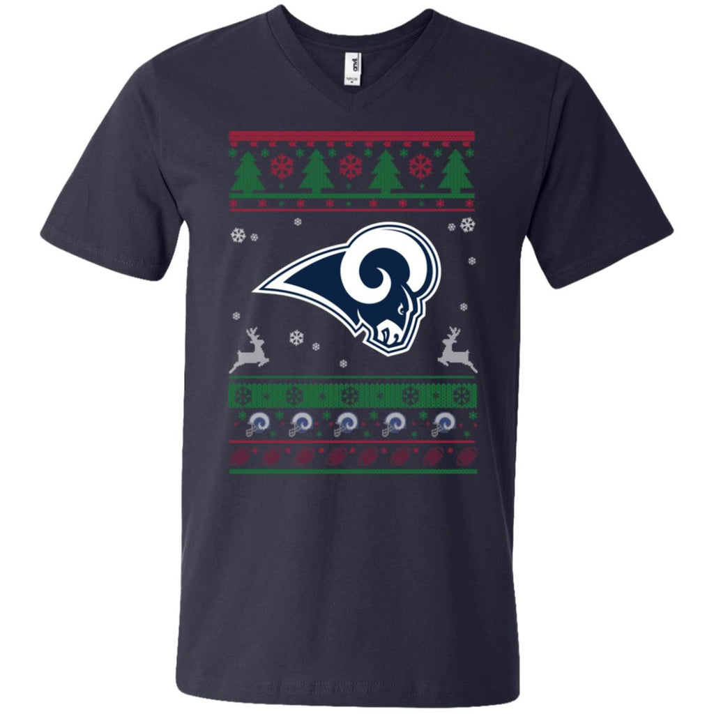 Los Angeles Rams Logo Football Teams Ugly Christmas Sweater Men V-Neck T-Shirt