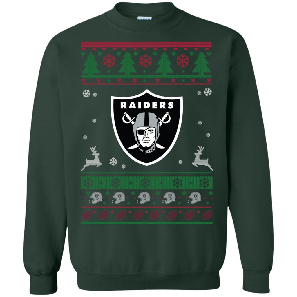 Oakland Raiders Logo Football Teams Ugly Christmas Sweater Unisex Crewneck Pullover Sweatshirt