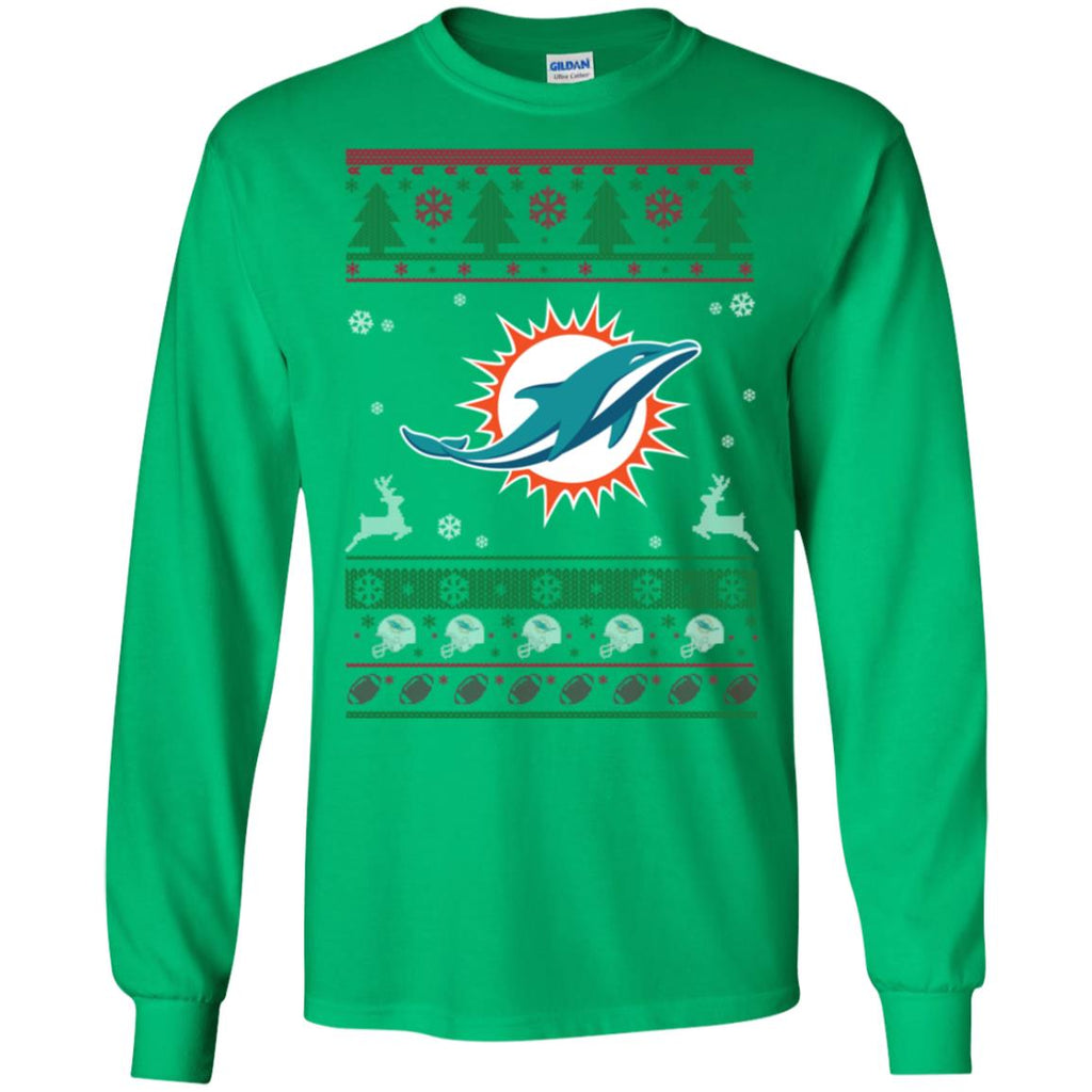 Miami Dolphins Logo Football Teams Ugly Christmas Sweater Men Long SLeeve Shirt
