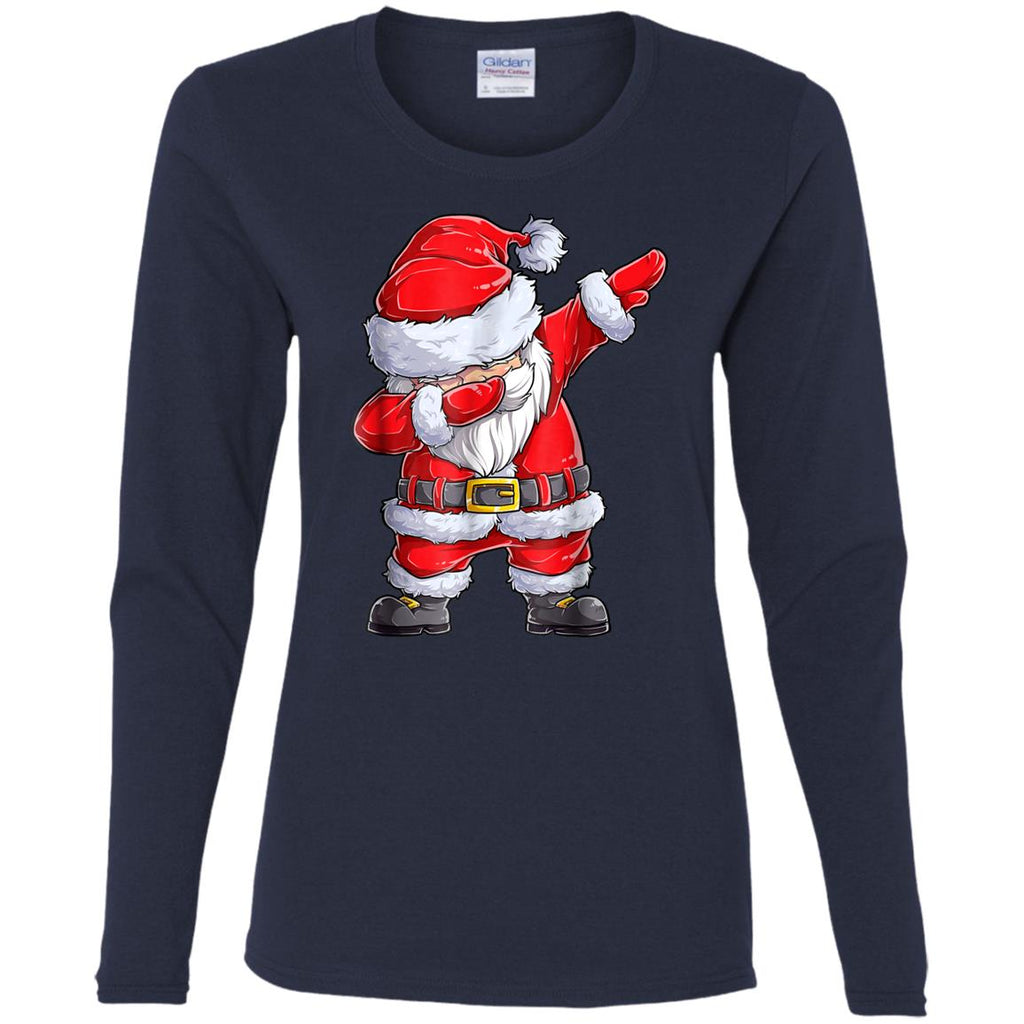 Dabbing Santa Shirt Christmas Boys Kids Men Xmas Gifts Tees Women Long Sleeve Shirt