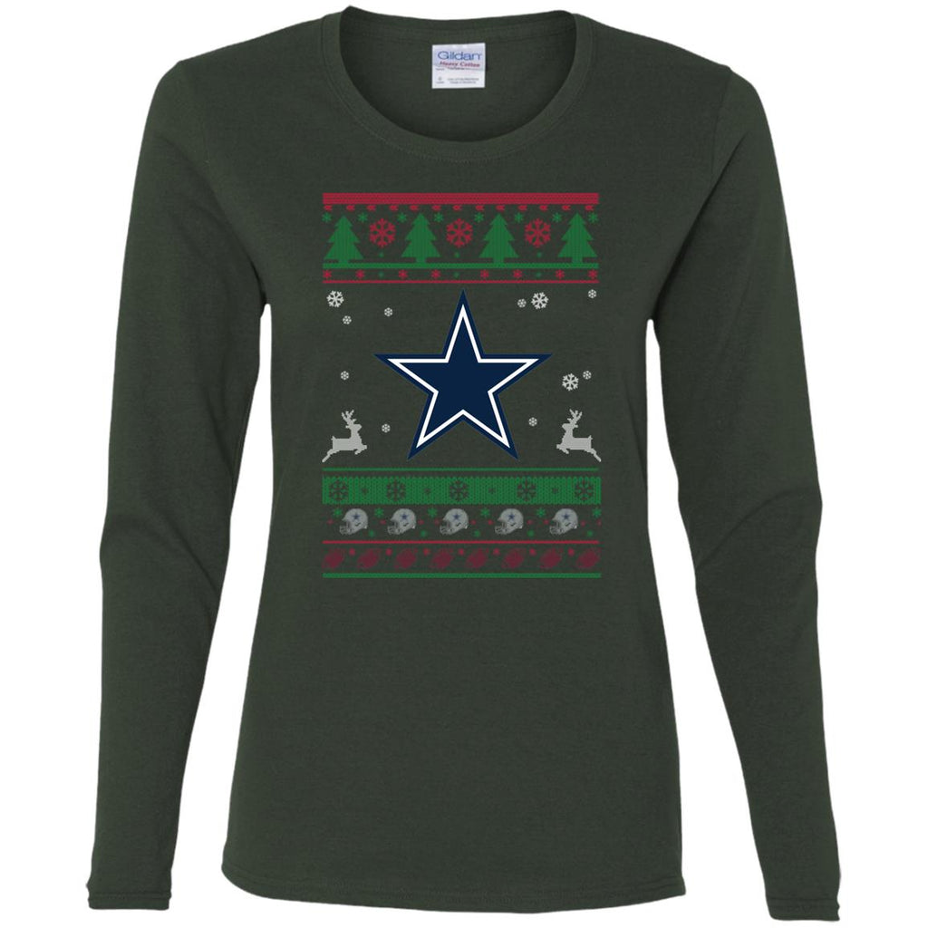 Dallas Cowboys Logo Football Teams Ugly Christmas Sweater Women Long Sleeve Shirt