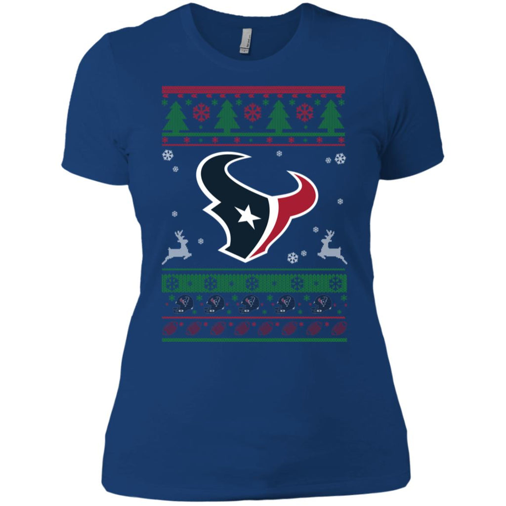Houston Texans Logo Football Teams Ugly Christmas Sweater Women T-Shirt