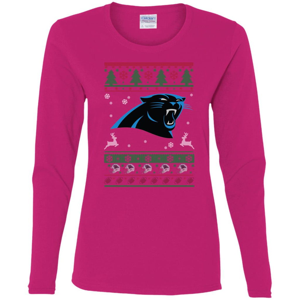 Carolina Panthers Logo Football Teams Ugly Christmas Sweater Women Long Sleeve Shirt