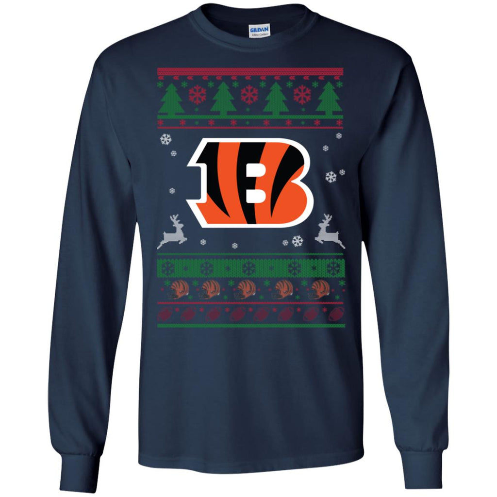 Cincinnati Bengals Logo Football Teams Ugly Christmas Sweater Men Long SLeeve Shirt