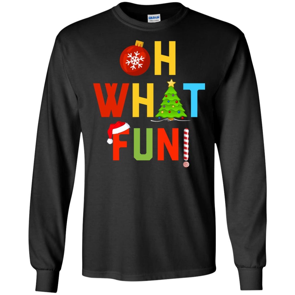 Oh What Fun Merry Christmas Men Long SLeeve Shirt