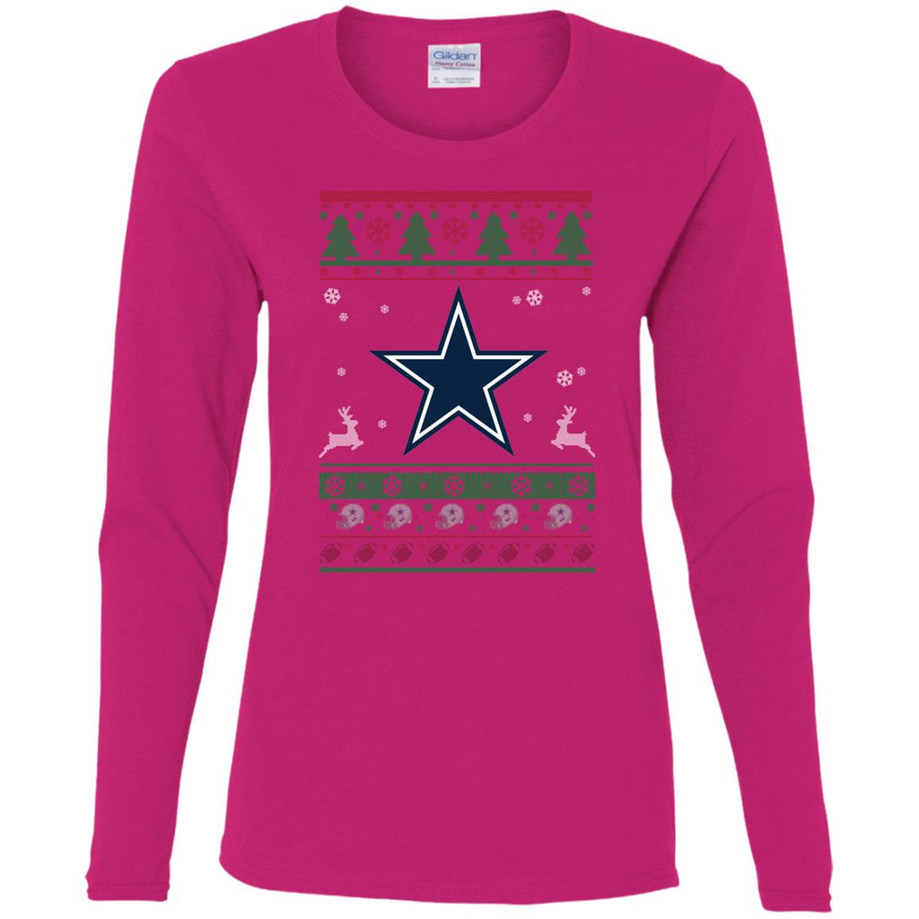 Dallas Cowboys Logo Football Teams Ugly Christmas Sweater Women Long Sleeve Shirt