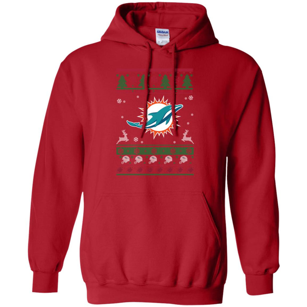 Miami Dolphins Logo Football Teams Ugly Christmas Sweater Men Pullover Hoodie