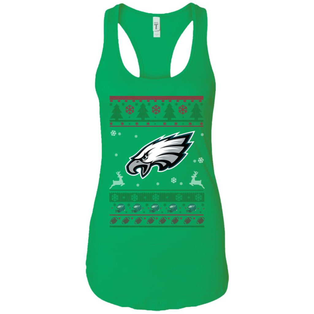 Philadelphia Eagles Logo Football Teams Ugly Christmas Sweater Women Tank