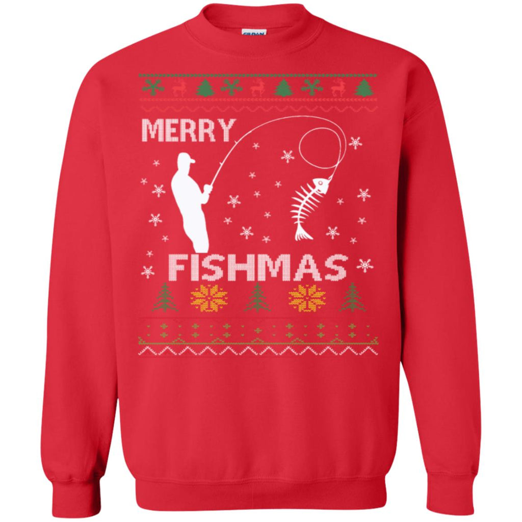 Merry Fishmas Ugly Christmas Unisex Crewneck Pullover Sweatshirt