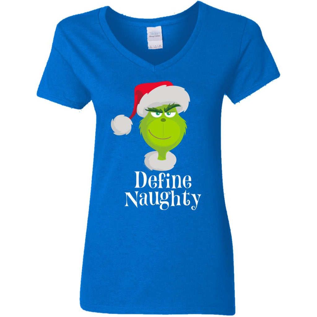 Dr. Seuss The Grinch Naughty Grinch Christmas Women V-Neck T-Shirt