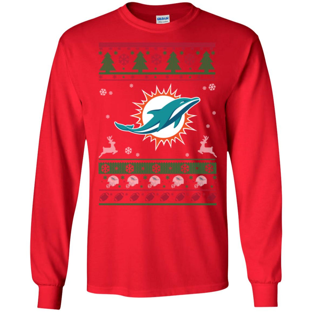 Miami Dolphins Logo Football Teams Ugly Christmas Sweater Men Long SLeeve Shirt