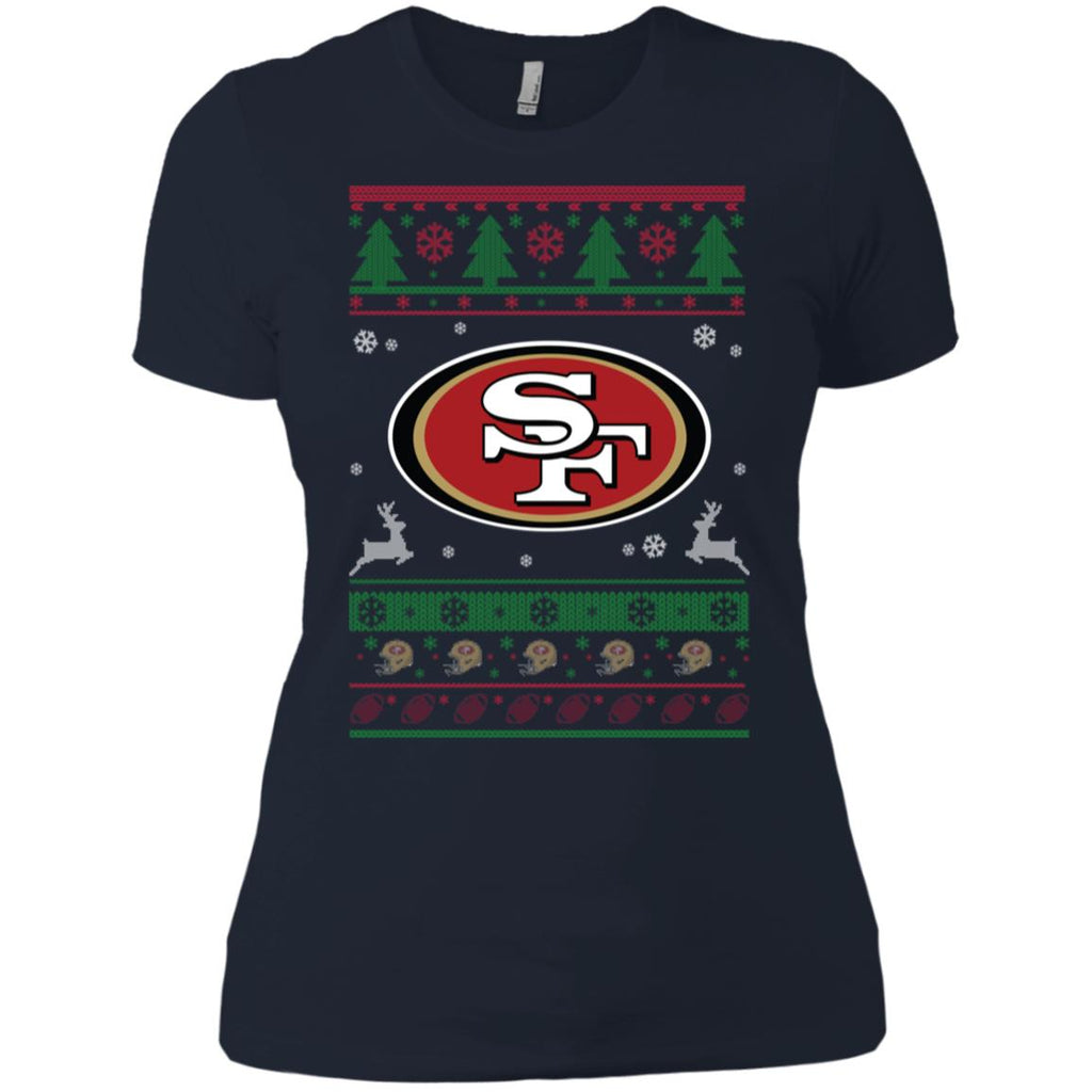 San Francisco 49ers Logo Football Teams Ugly Christmas Sweater Women T-Shirt