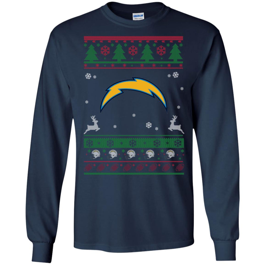 Los Angeles Chargers Logo Football Teams Ugly Christmas Sweater Men Long SLeeve Shirt