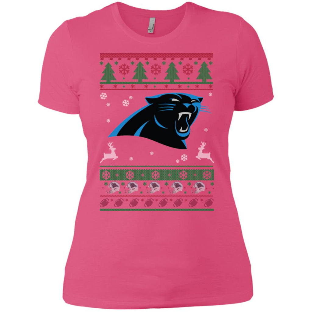 Carolina Panthers Logo Football Teams Ugly Christmas Sweater Women T-Shirt