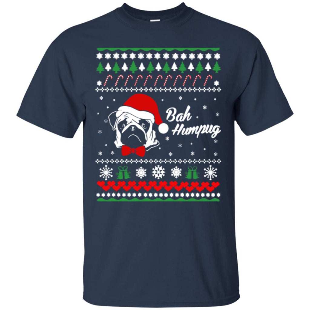 Bah Hum Pug Dog Christmas Men T-Shirt