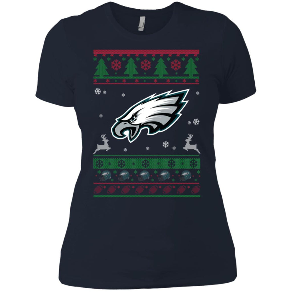 Philadelphia Eagles Logo Football Teams Ugly Christmas Sweater Women T-Shirt