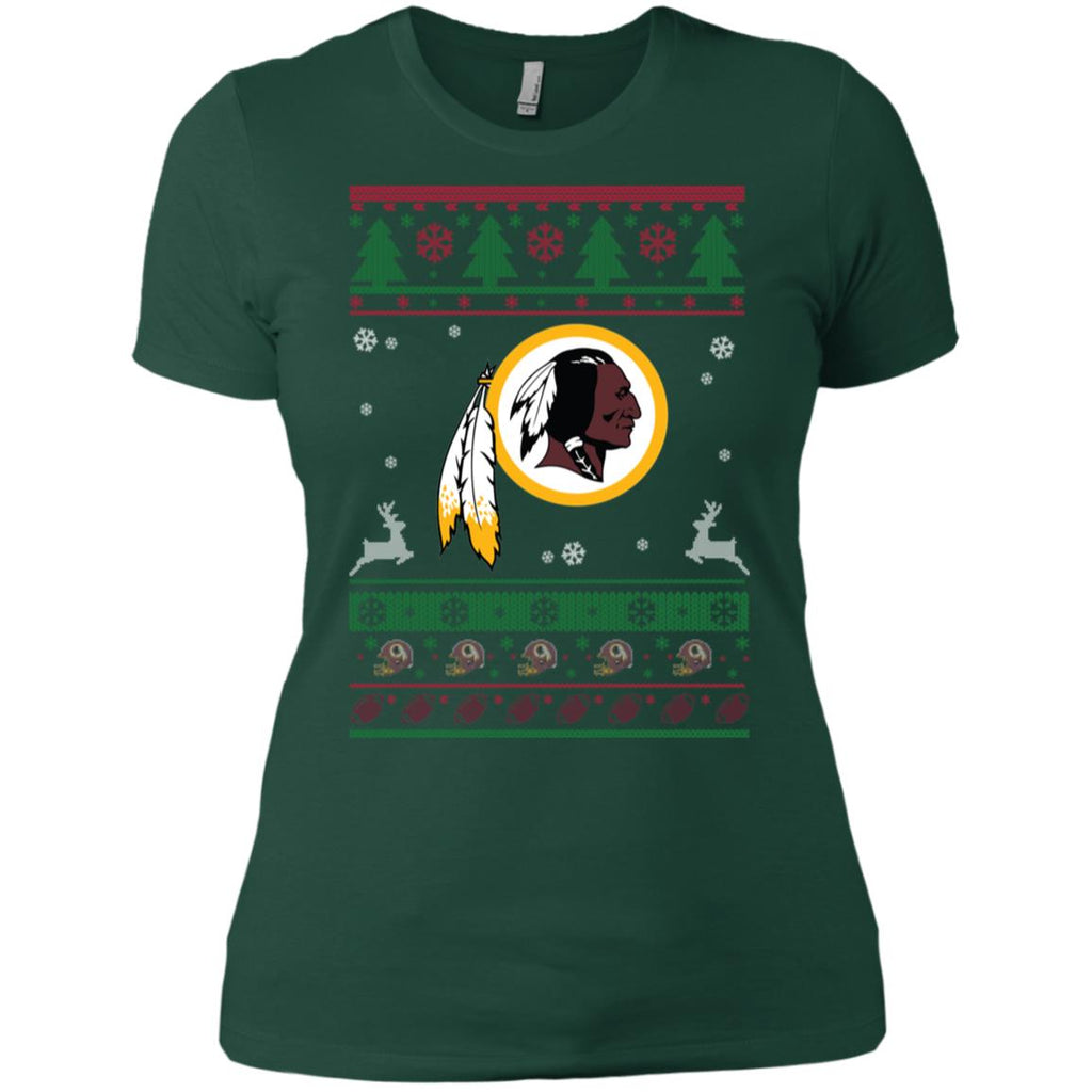 Washington Redskins Logo Football Teams Ugly Christmas Sweater Women T-Shirt